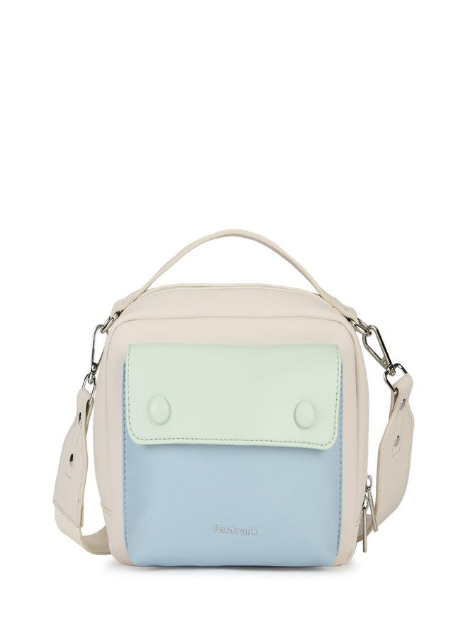 Fastrack Pastel Satchel Bag for Women | Faux Leather Handbag with Flap Closure, Inner Organizer Pockets and Detachable Strap | Compact Everyday Satchel for Errands, Outings and City Wear - Image 1